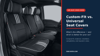 EKR custom-fit black seat covers featured in a custom-fit vs universal seat cover comparison guide