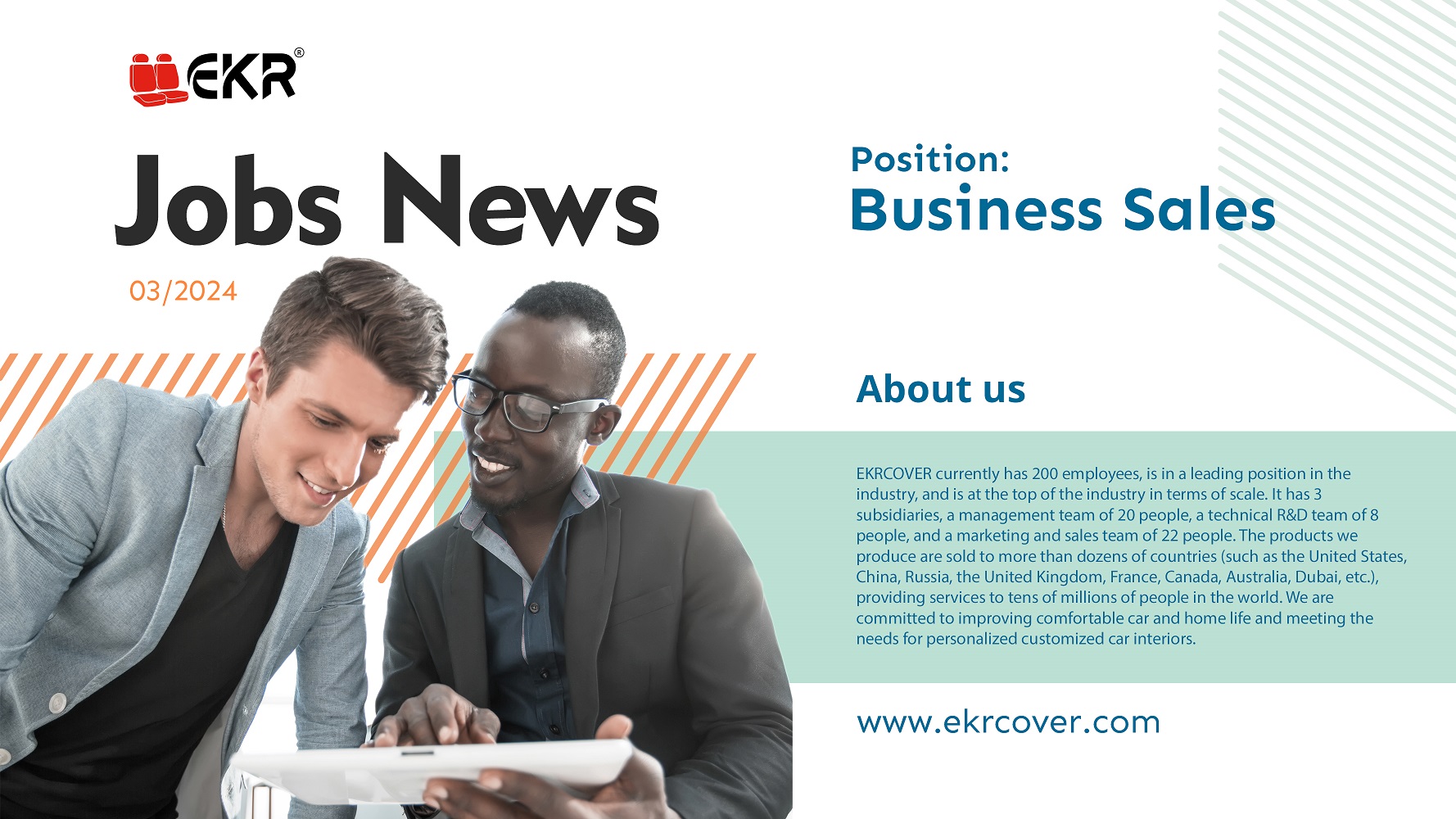Recruitment for sales business positions at ekrcover
