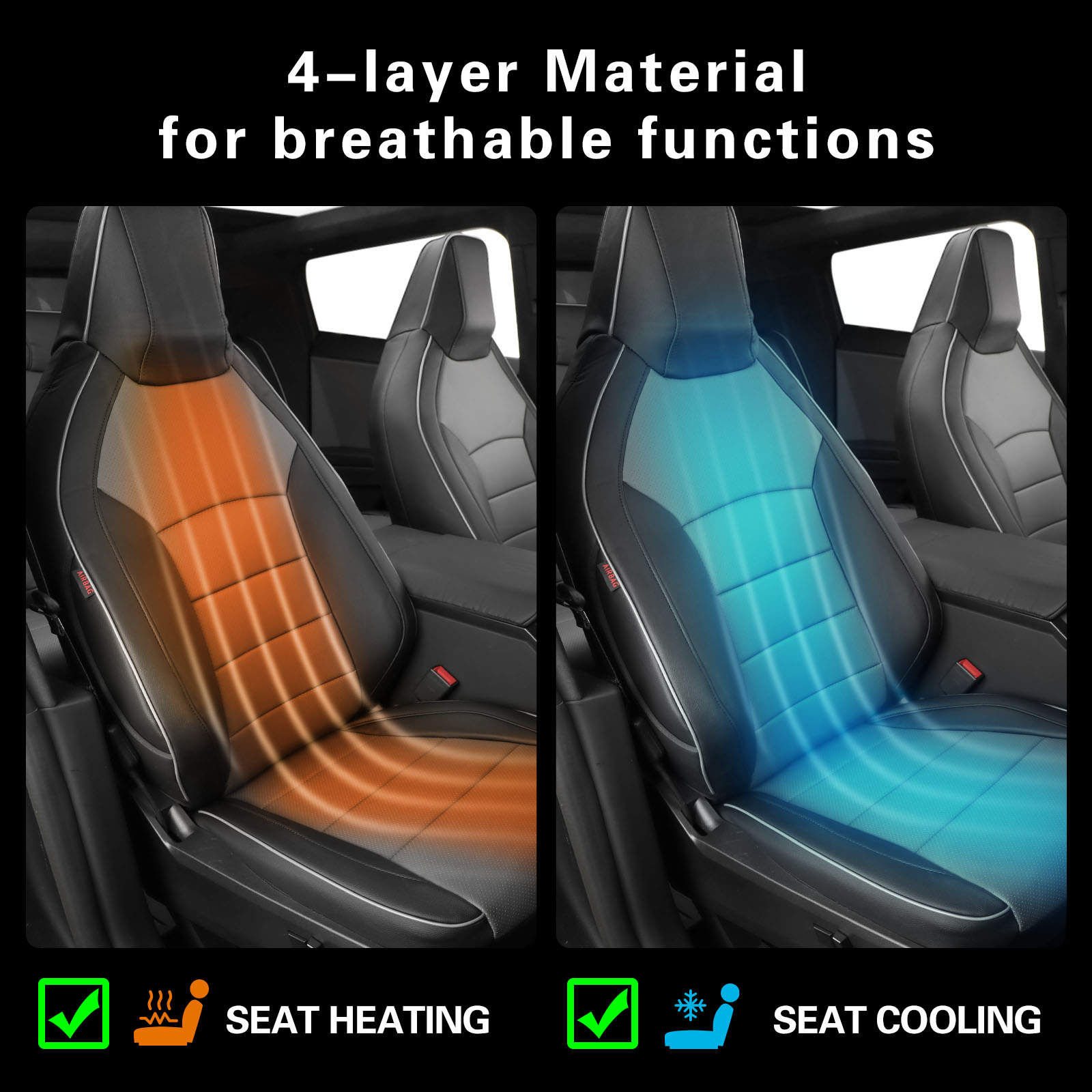 Tesla Cybertruck Custom-fit Premium Leatherette Seat Covers