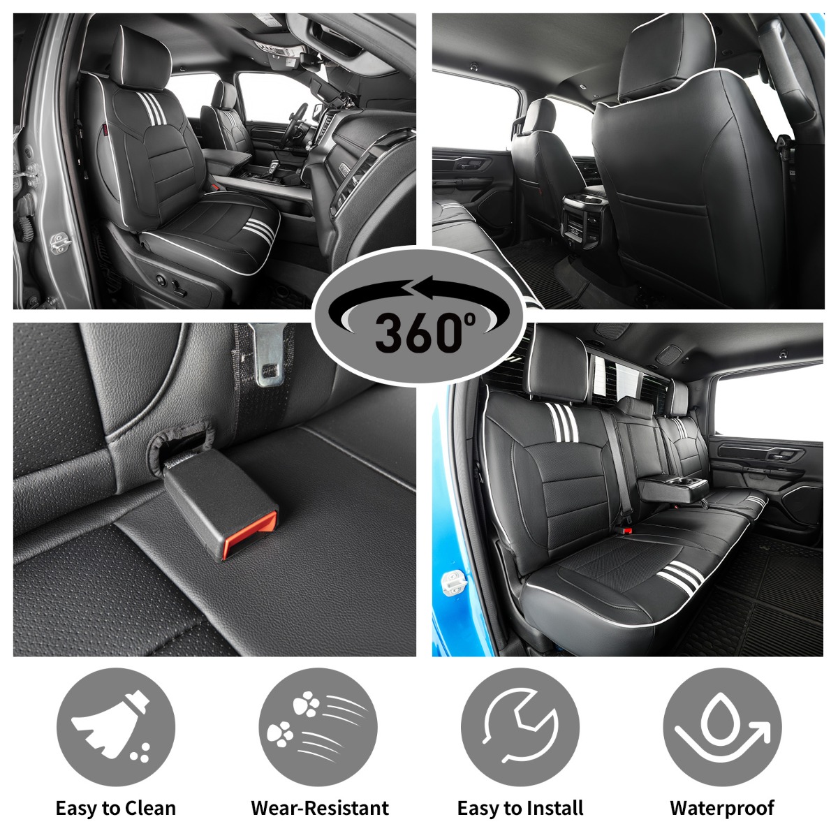 RAM 1500/2500/3500 Trucks Custom-fit Premium Leatherette Seat Covers