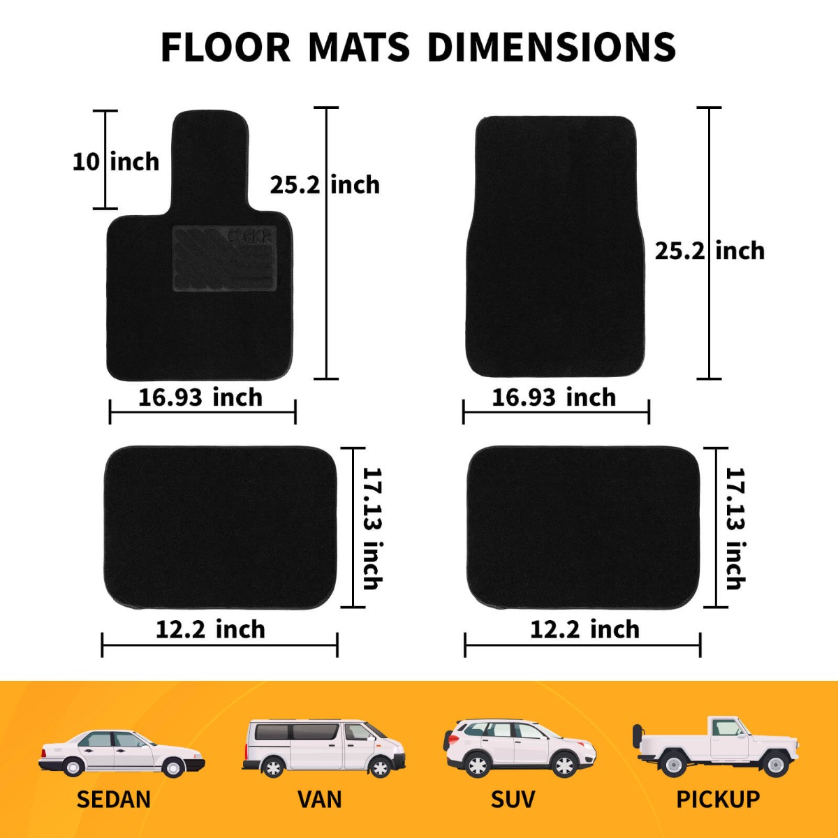 Universal Anti-Slip All-Weather Floor Mats Set