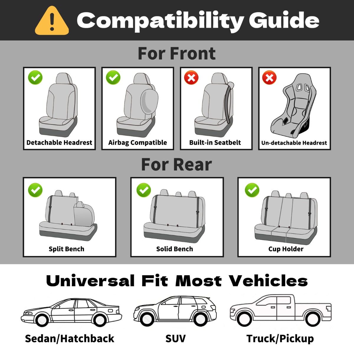 Semi-Custom Fit Luxury Leatherette Seat Covers