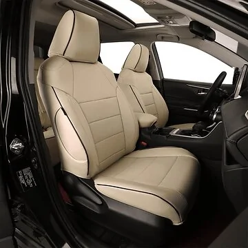 EKR Custom Leatherette Seat Covers - Toyota RAV4-FT9138 - Front & Rear Rows-Beige | 2019-2025 Toyota RAV4 LE/Limited/XLE/XLE Premium