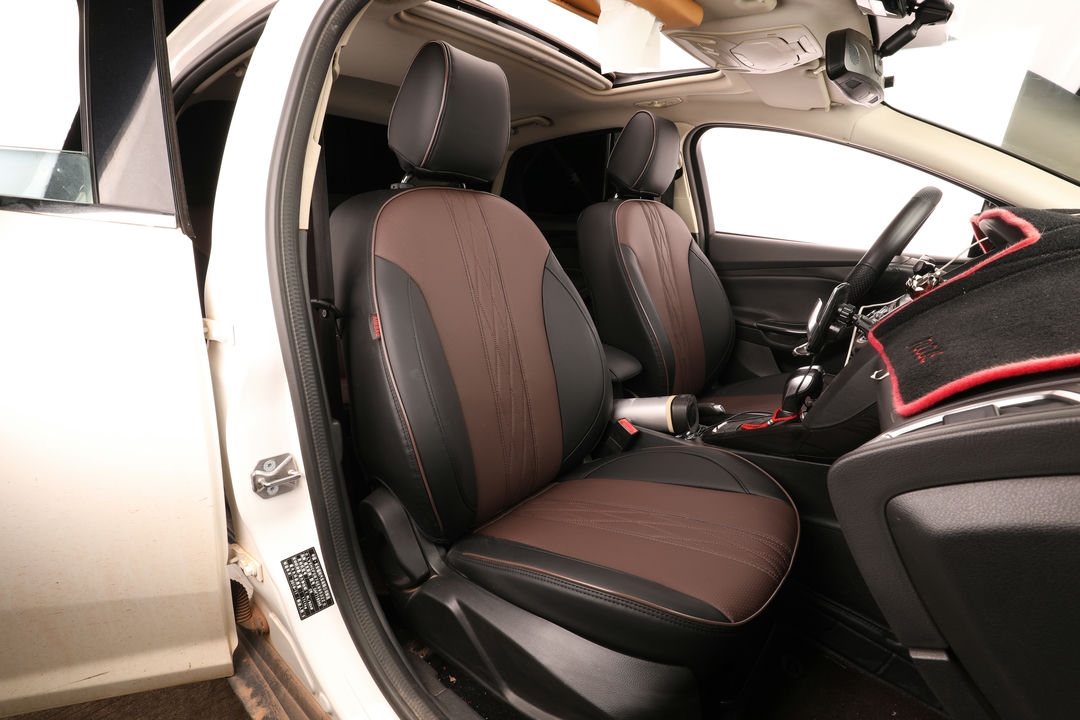 ford focus ekr leather custom seat covers m86 black brown with red accent line stitching 1