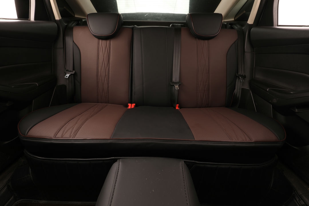 ford focus ekr leather custom seat covers m86 black brown with red accent line stitching 6